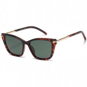 Tortoise Shell Polarized Sunglasses with Gold Accents